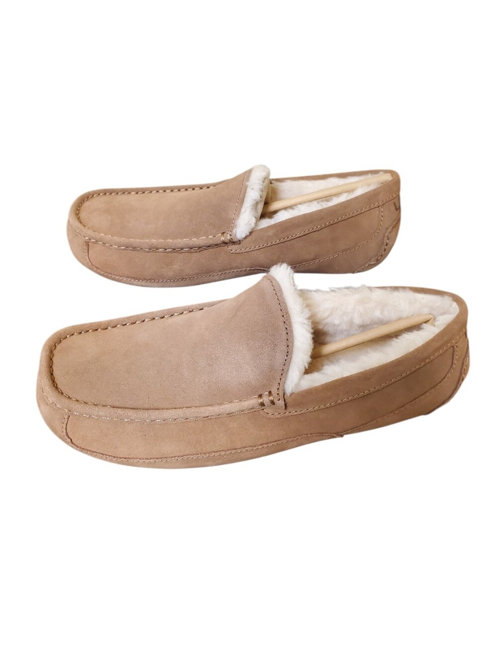 UGG Ascot Chestnut Full Grain Suede Upcycled Wool Lining Slippers New Men's 9 - Picture 5 of 9